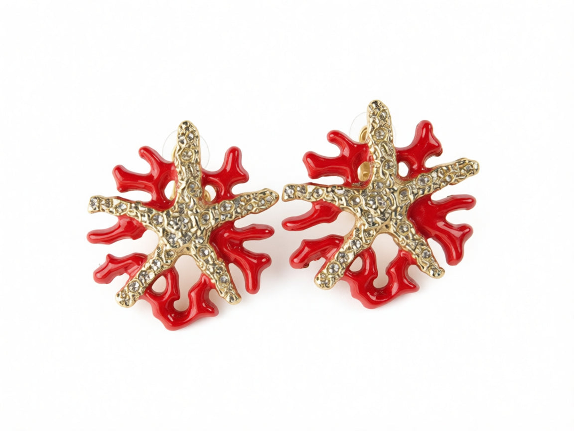 Red Coral Earrings