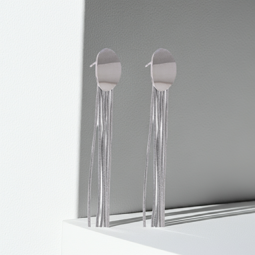 White Fringe Earrings
