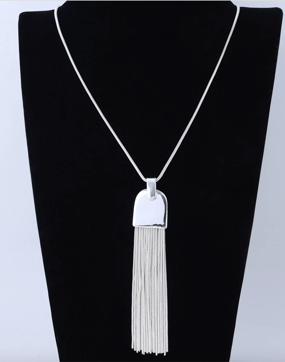 White Fringe Necklace